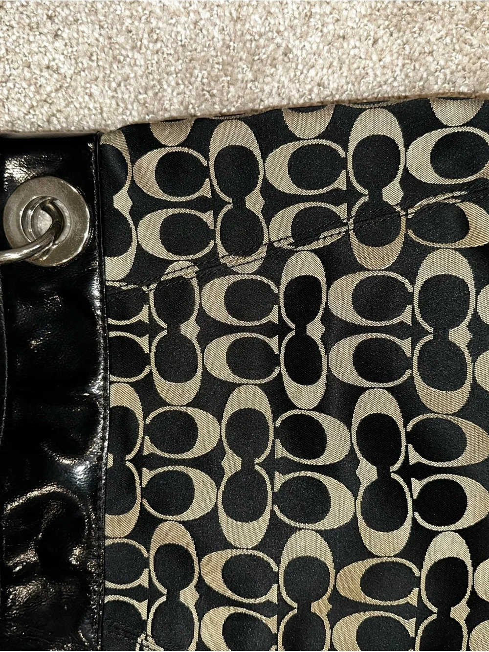 Coach Black and Tan Signature Canvas Crossbody Bag